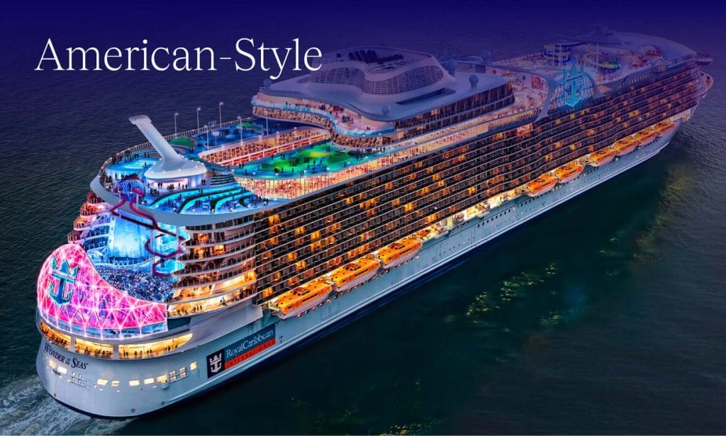 American-Style Cruising verses Italian-Style Cruising. Image of Wonder of the Seas, credit to Royal Caribbean