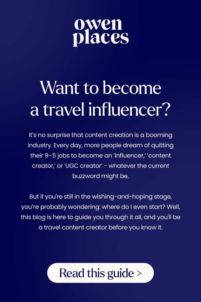 Pinterest post that says: How to become a travel influencer in 2025