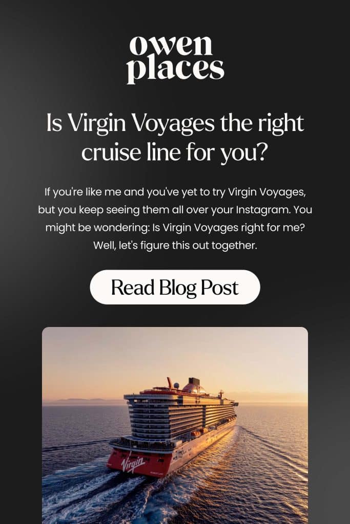 Photo of Virgin Voyages ship with title "Is Virgin Voyages the right cruise line for you?"