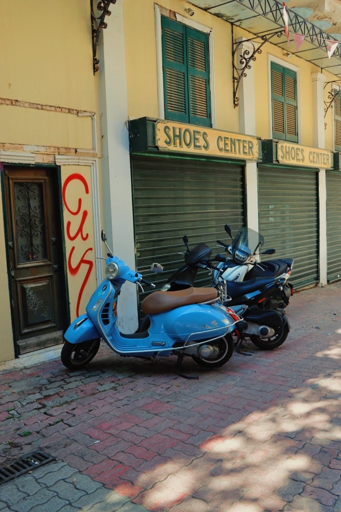 Photo of two scooters in Athens edited with VSCO