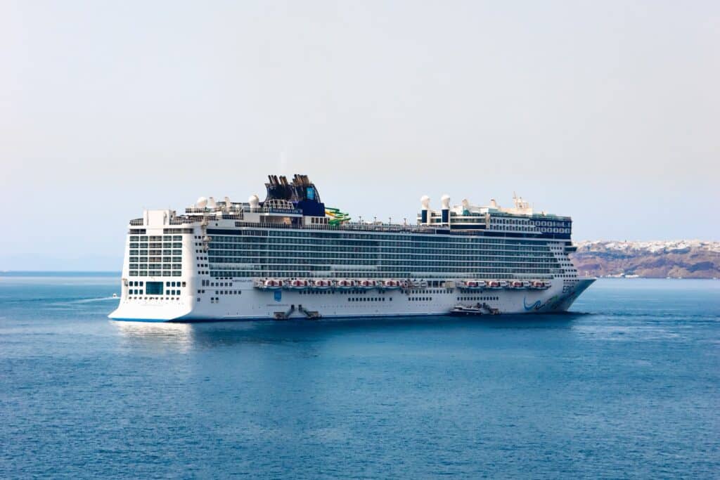 Norwegian Epic docked in Santorini, Greece