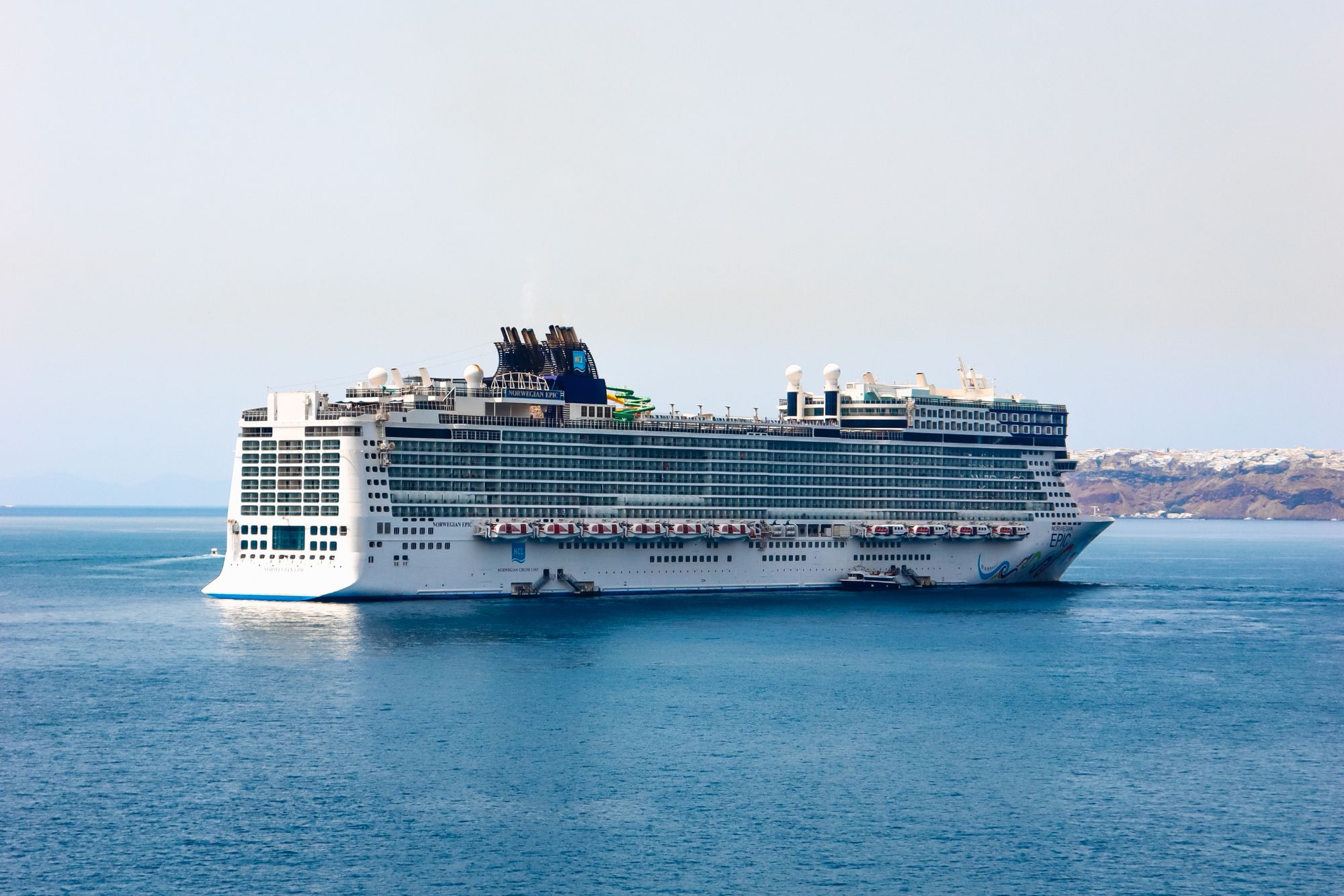 Norwegian Epic docked in Santorini, Greece