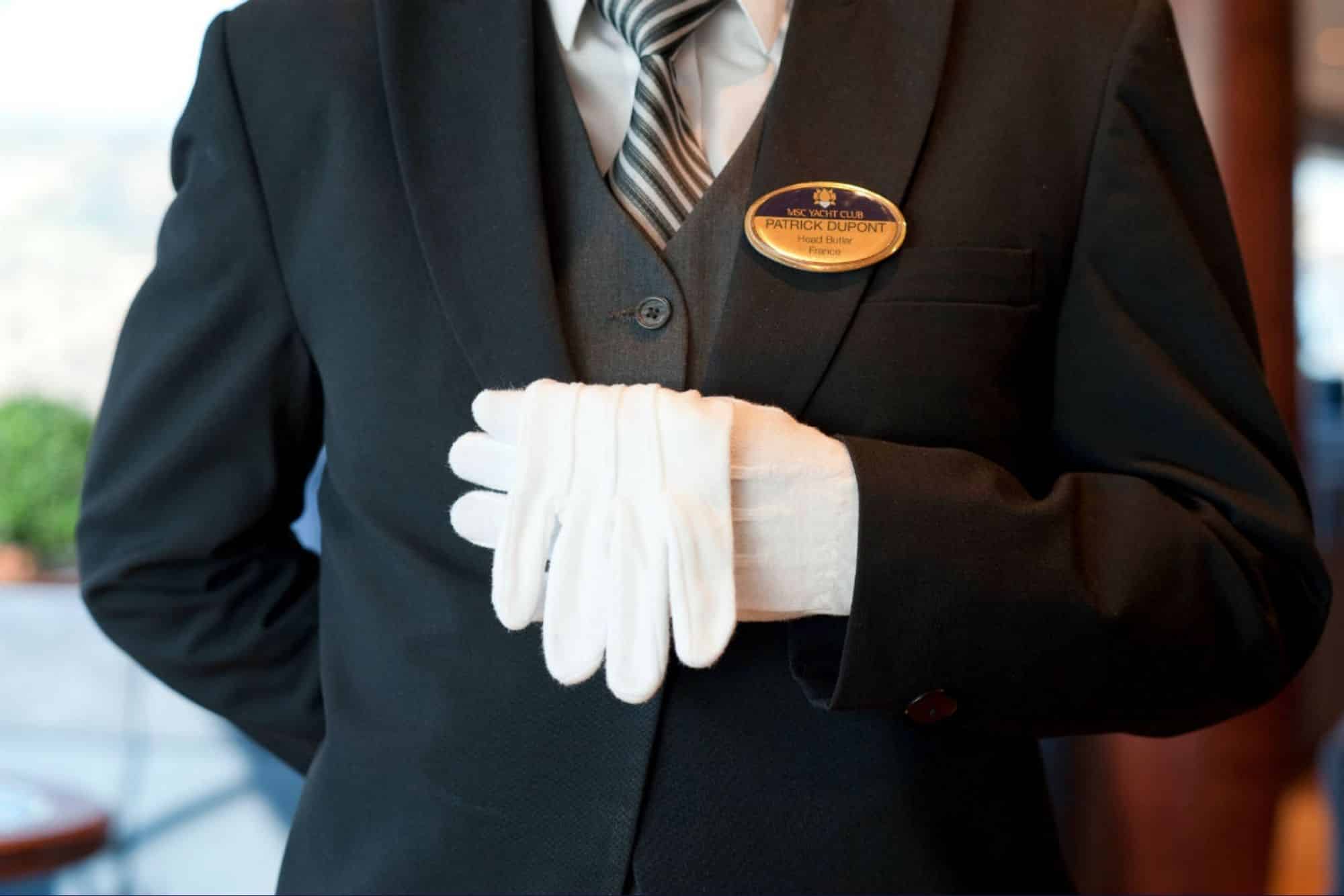 Photo of waiter onboard MSC Cruises. Topic: Removing gratuities on a cruise