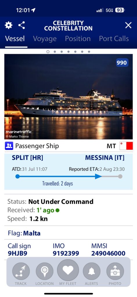 Celebrity Constellation loses power | Owen Places