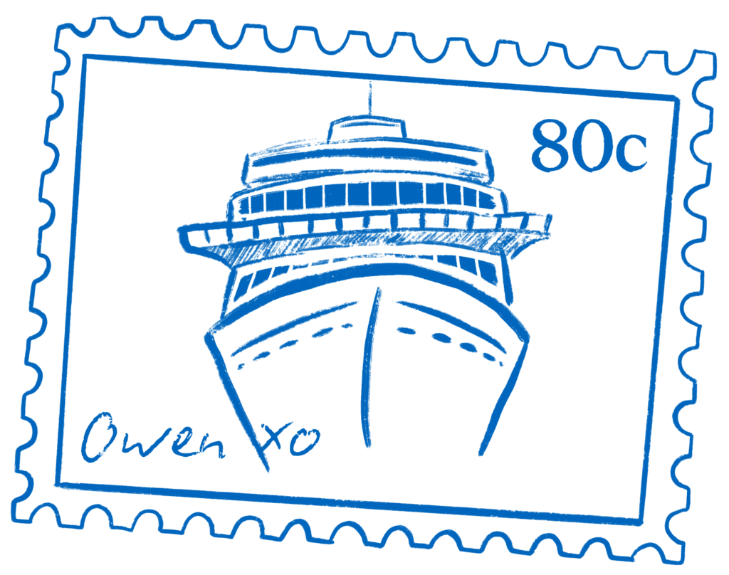 Illustration 2 • Owen Places Cruise Ship Stamp | Copyrighted to Owen Places