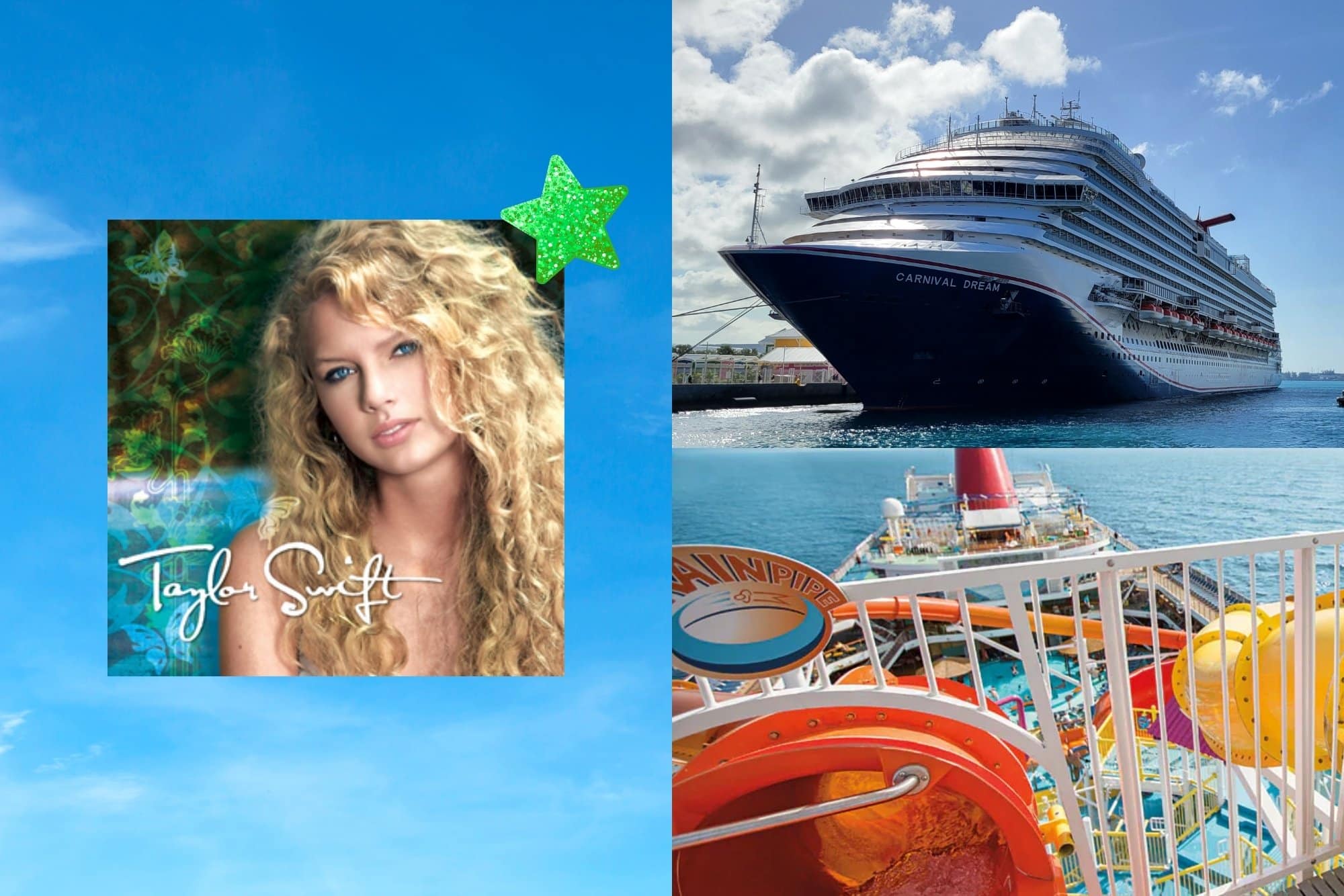 Taylor Swift album "Taylor Swift" as a cruise ship. The vibe is Carnival Dream