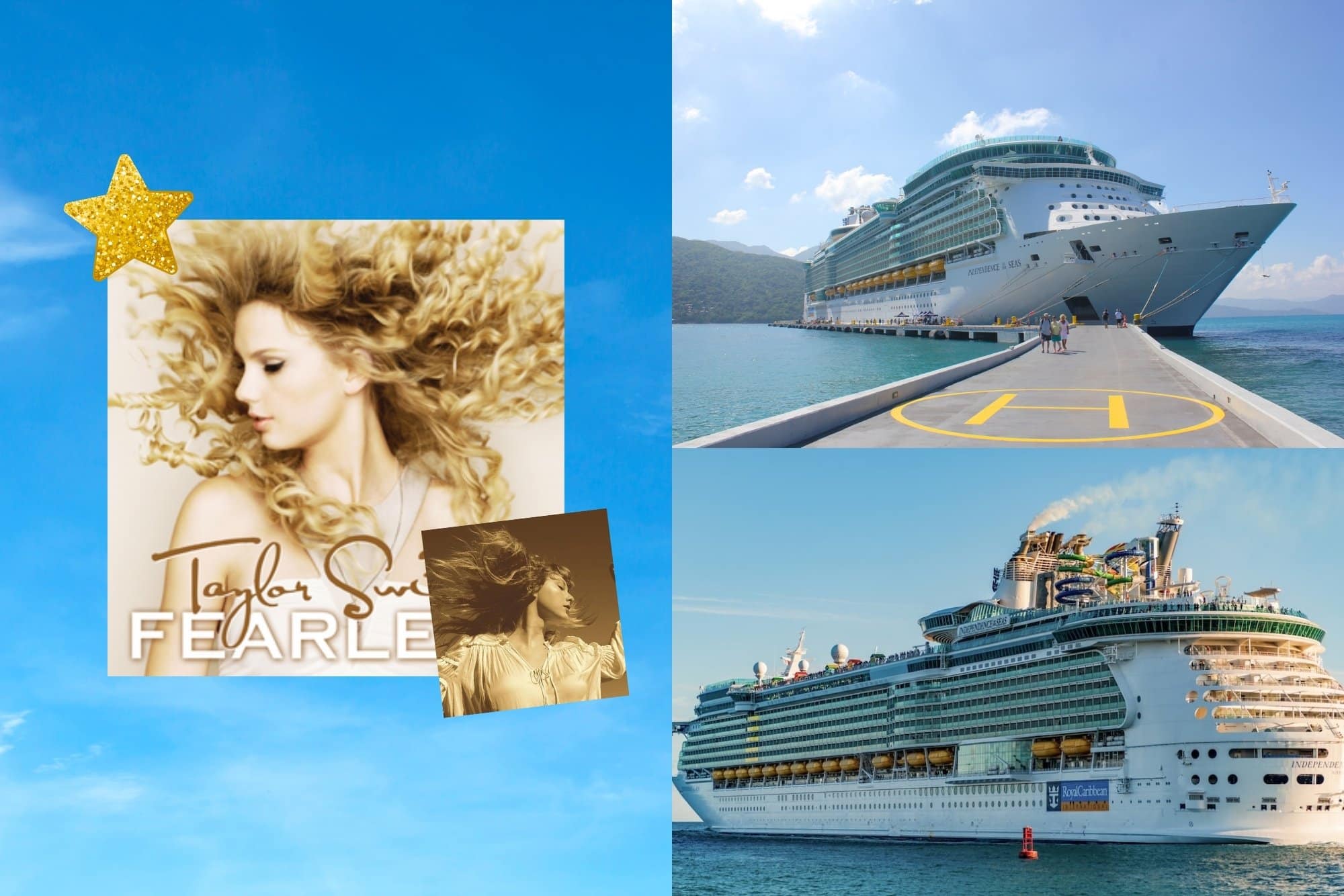 Taylor Swift album "Fearless" as a cruise ship. The vibe is Independence of the Seas