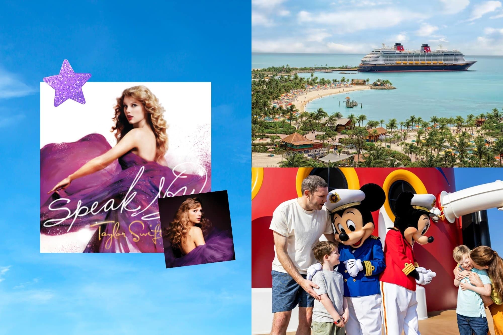 Taylor Swift album "Speak Now" as a cruise ship. The vibe is Disney Fantasy