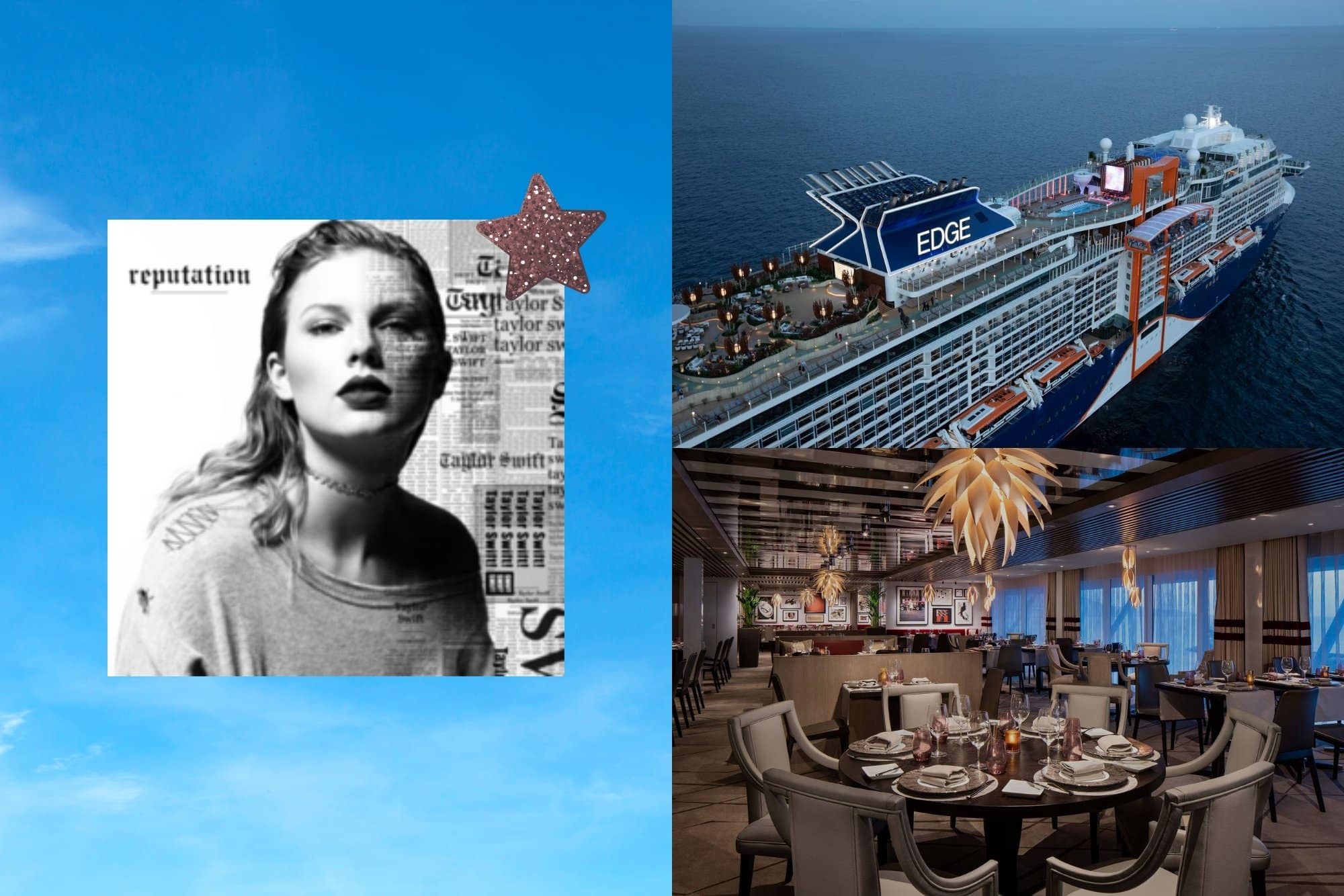 Taylor Swift album "reputation" as a cruise ship. The vibe is Celebrity Edge