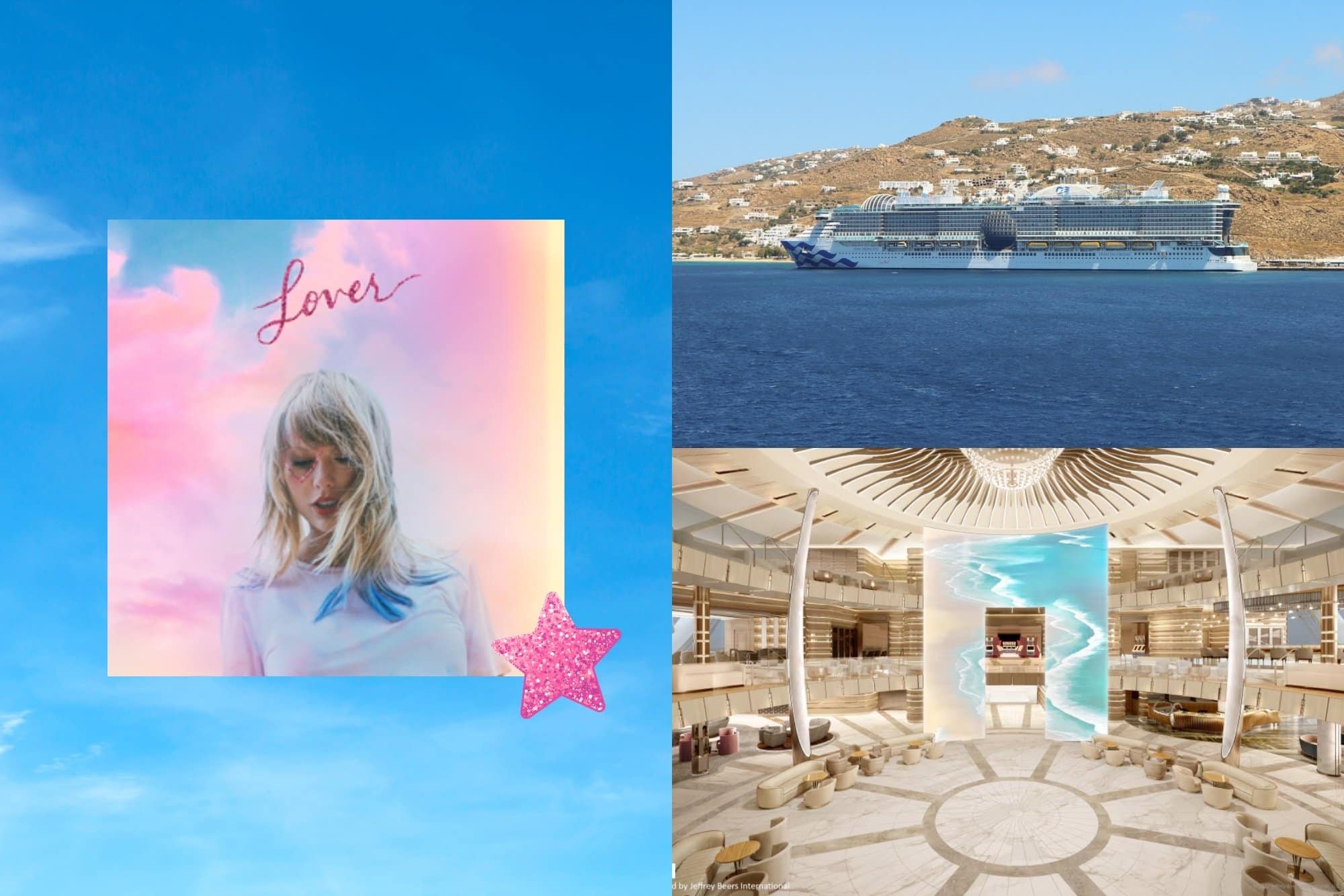 Taylor Swift album "Lover" as a cruise ship. The vibe is Sun Princess