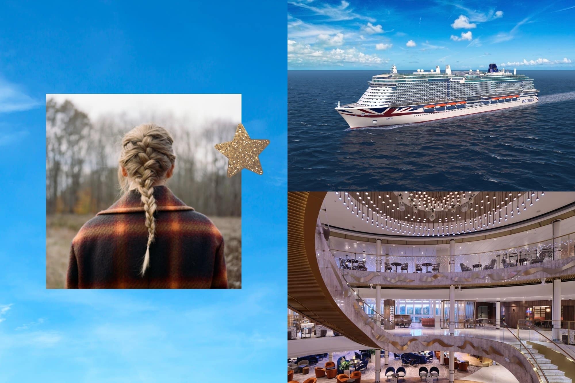 Taylor Swift album "evermore" as a cruise ship. The vibe is P&O Arvia
