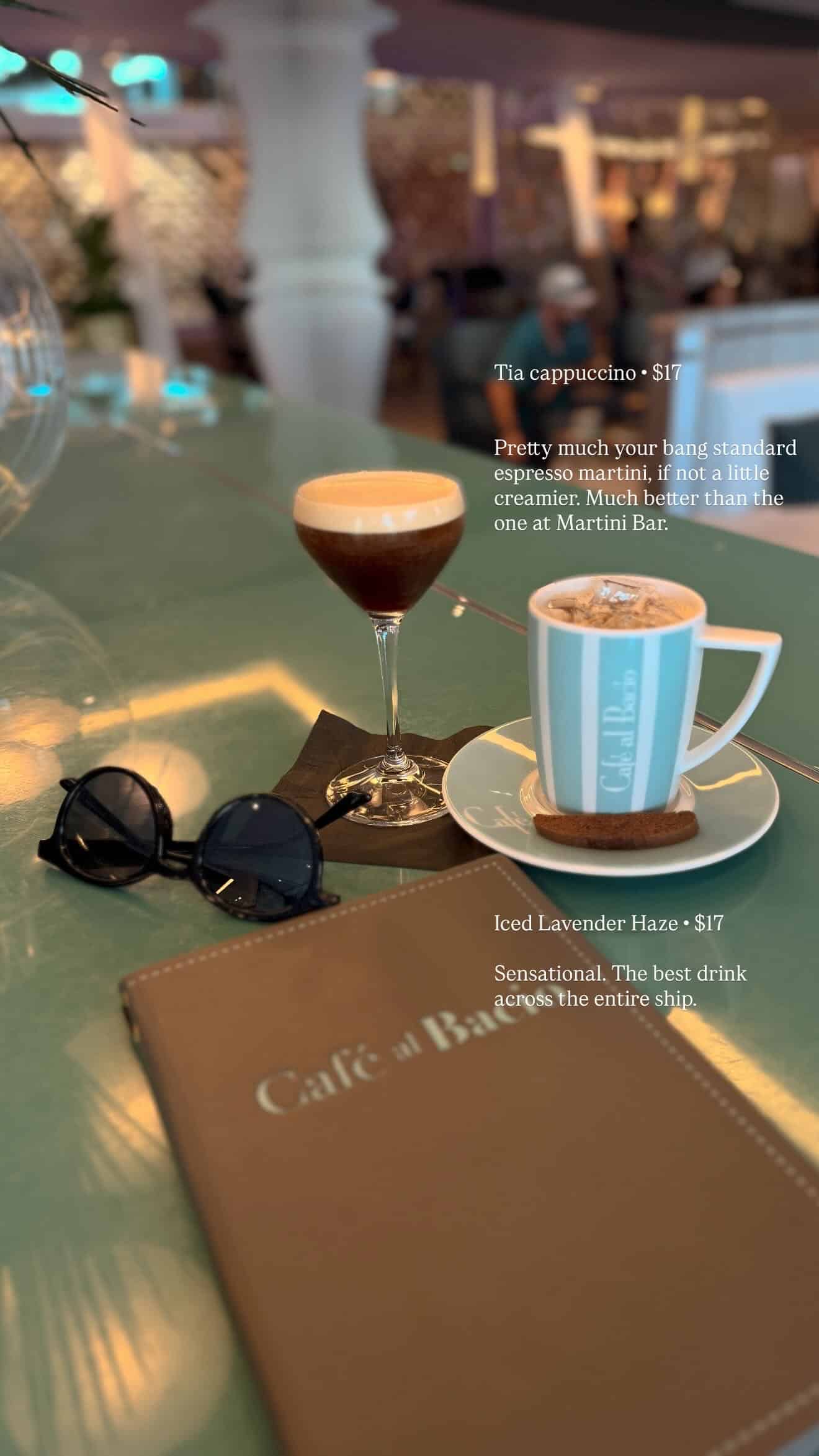 Drinks onboard Celebrity Beyond - Saved from Owen's Instagram Story
